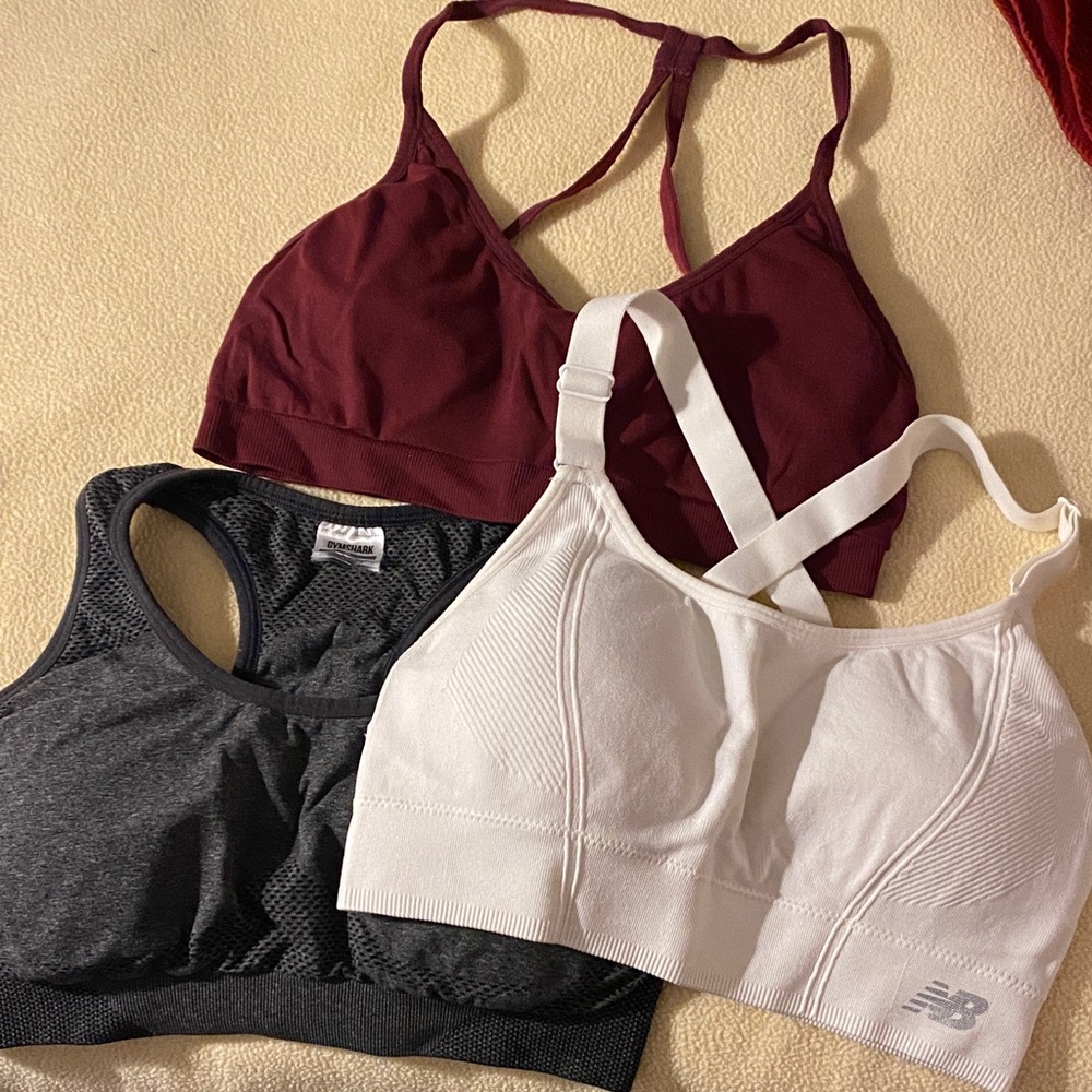 Sports Bra Lot- Maroon, White, and Charcoal